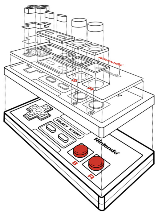 Men's Nintendo Schematic Retro NES Controller Adult Baseball Tee | Fendory