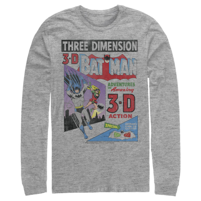 Men's Batman 3D Vintage Comic Cover Adult Long Sleeve Shirt