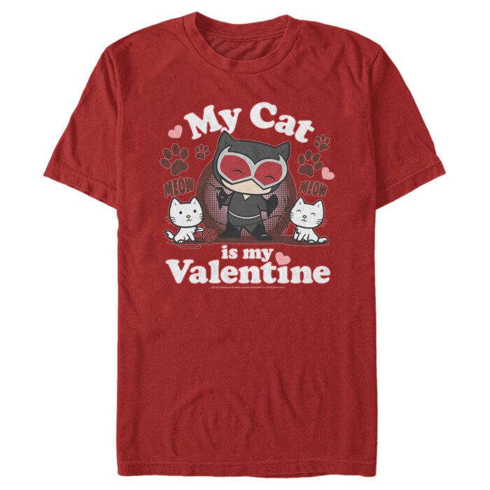 Men's Batman Catwoman My Cat is My Valentine Adult T-Shirt