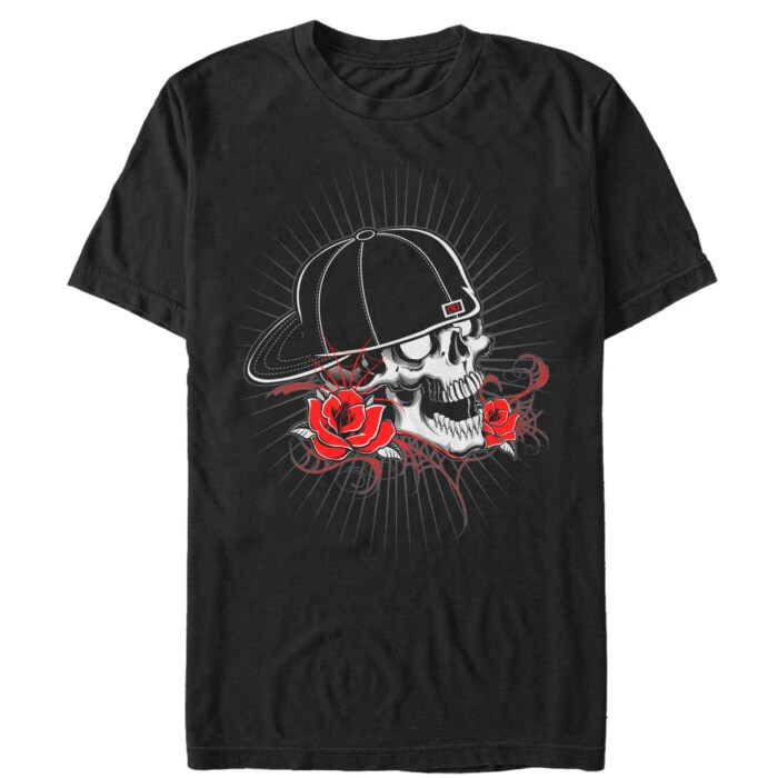 Men's Aztlan Baseball Hat Skull and Roses Adult T-Shirt
