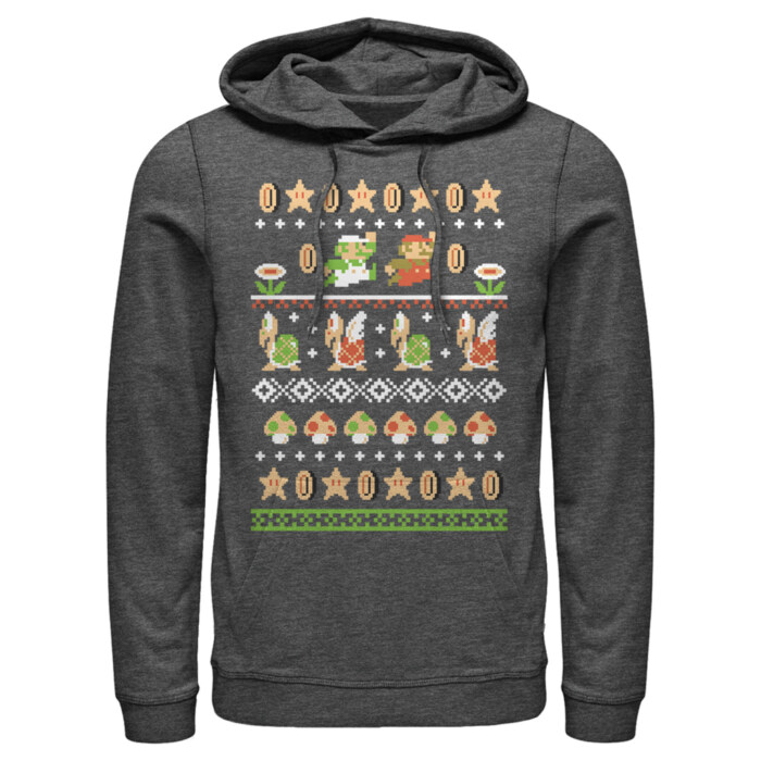 Men's Nintendo Super Mario Bros Pattern Adult Pull Over Hoodie