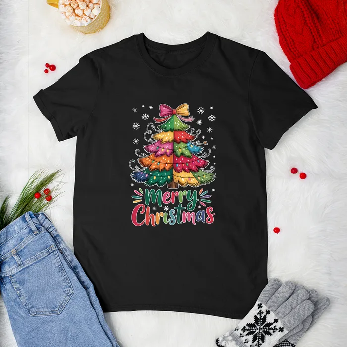 Merry Christmas Colorful Tree Tshirt
