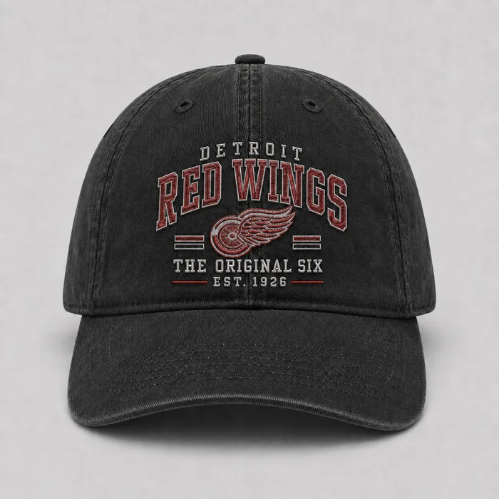 Detroit Red Wings Original Six Embroidered Dad Hat – OTTO CAP 6 Wash Vintage Hockey Cap