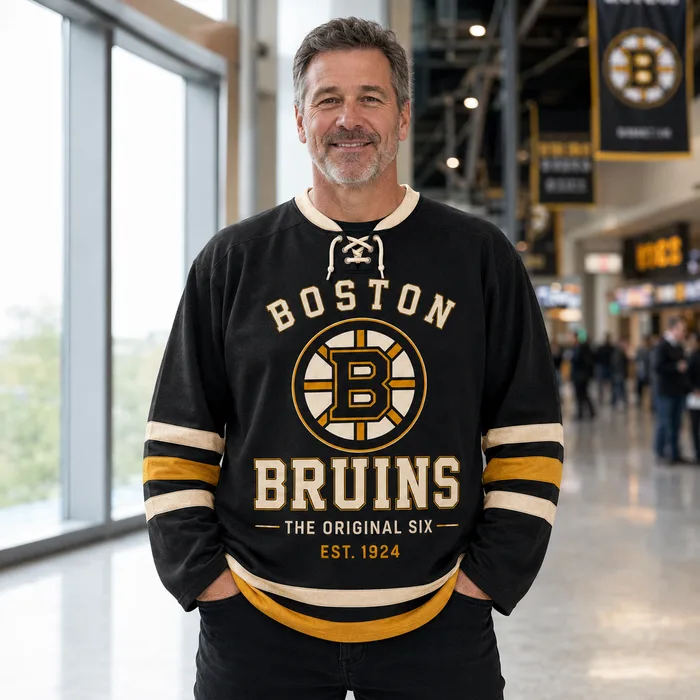 Boston Bruins Original Six Custom Hockey Jersey – Personalized Name & Number Lace Neck Jersey