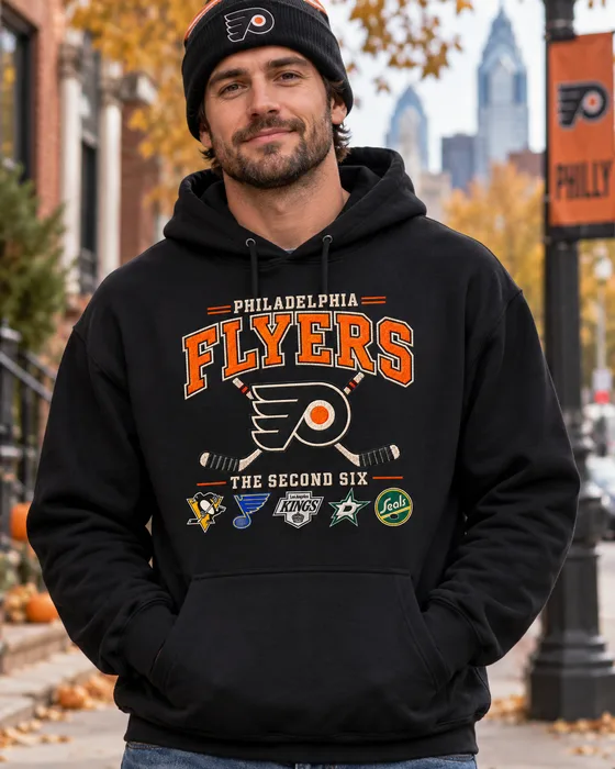 Philadelphia Flyers Second Six Premium Embroidered Hockey Hoodie – Vintage Heritage Pullover Sweatshirt