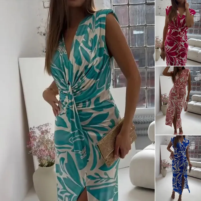 🌺2025 Summer New Arrivals👗Sleeveless Printed Slit Dress✨