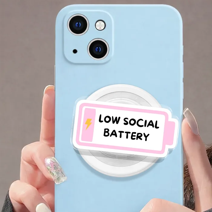 Moody Battery Low Social Battery Magnetic Cute Trendy Phone Grip