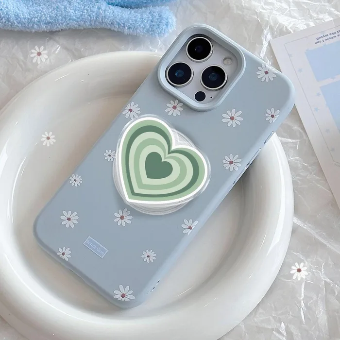 Sage Green Layered Heart Coquette Minimalist MagSafe Phone Grip