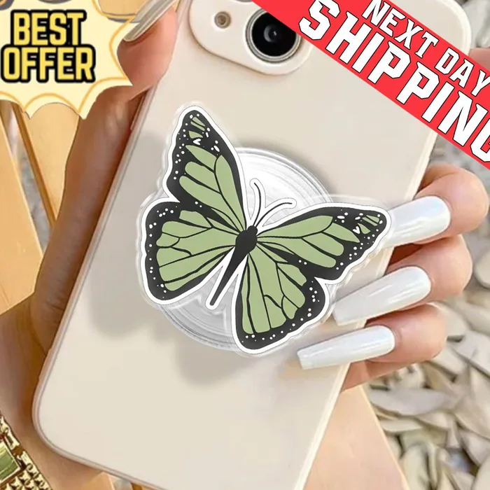 Sage Green Butterfly Coquette Whimsical Matcha MagSafe Phone Grip