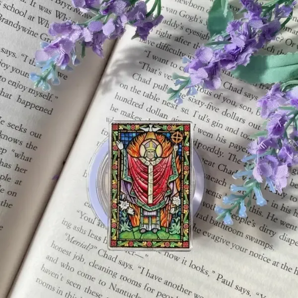 Sacred Stained Glass Saint Inspired Christian Art Phone Grip