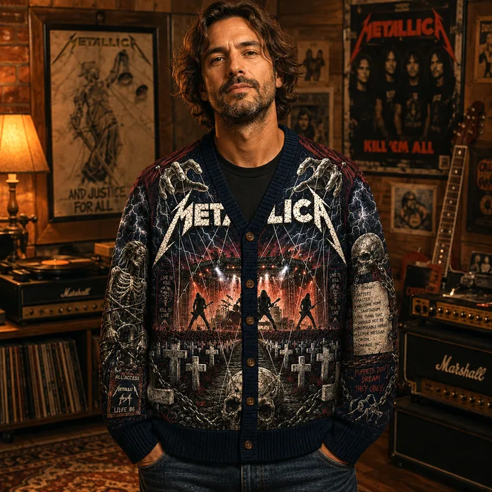 Rush A Farewell to Kings Vintage Cardigan, Geddy Lee Far Cry Snakes and Arrows Rock Style