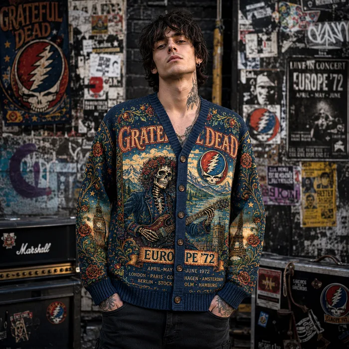 Rush 2112 Starman Cardigan, Overture and Temples of Syrinx Progressive Rock Fan Apparel