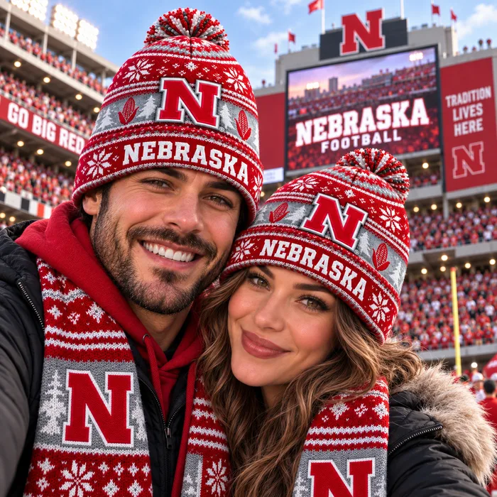 University of Nebraska Cornhuskers Knit Beanie Hat, Memorial Stadium Sea of Red, NEB Lincoln Saturday Tradition