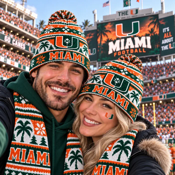 University of Miami Hurricanes Knit Beanie Hat, The U Miami Football Tradition, MIA Hard Rock Stadium Saturday Style