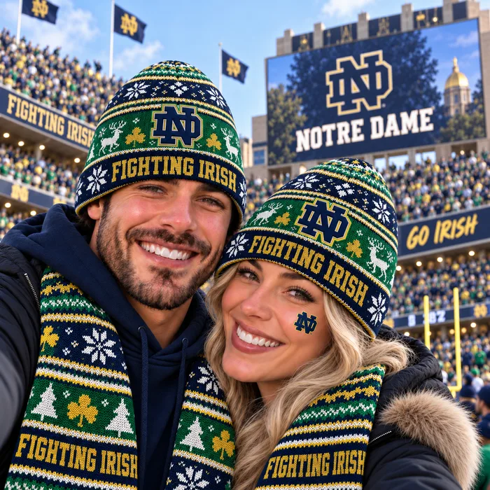 University of Notre Dame Fighting Irish Knit Beanie Hat, Notre Dame Stadium Legacy, ND Shamrock Series Saturday Style