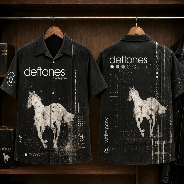 Deftones White Pony 2000 Hawaiian Shirt, Alternative Metal Button Up, Chino Moreno White Pony Era