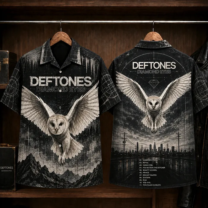 Deftones Diamond Eyes Hawaiian Shirt, 2010 Alternative Metal Button Up, Chino Moreno Sextape Era