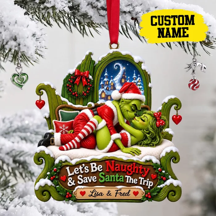 The Grinch with Presents Acrylic 2D Ornament, Festive Ladder Scene Tree Decor, Festive Family Keepsake