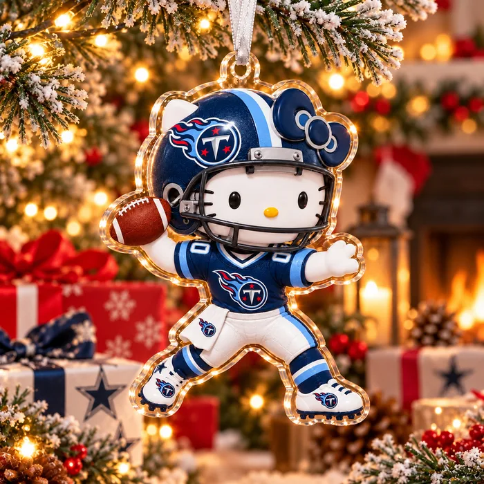 Tennessee Titans Hello Kitty Holiday Ornament, Football Acrylic Tree Decor, Cute Christmas Fan Gift