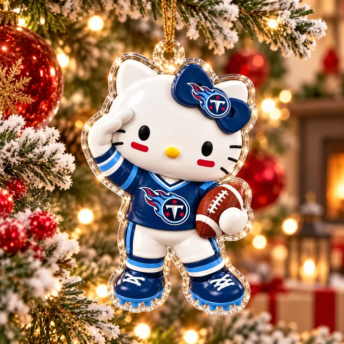 Tennessee Titans Hello Kitty Christmas Ornament, 2D Team Spirit Keepsake, Football Tree Decoration, Holiday Gift for Fans