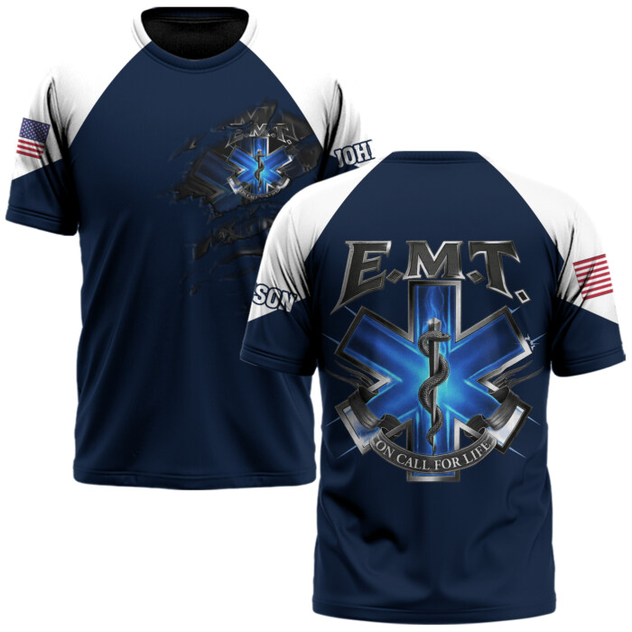 Custom Name On Call For Life EMT #DQH0212 - AOP T-shirt