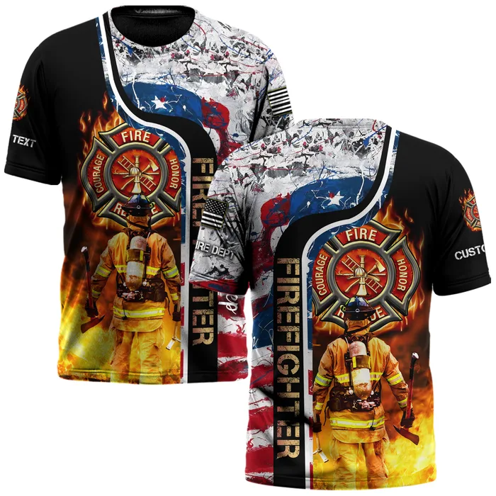 Custom Dept & Name – Forged in Flames, United We Stand #DQH0059 - AOP T-shirt