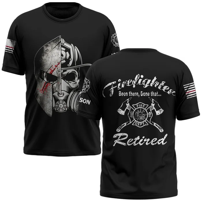 Custom Name Retired Firefighter Warrior #DQH0207 - AOP T-shirt
