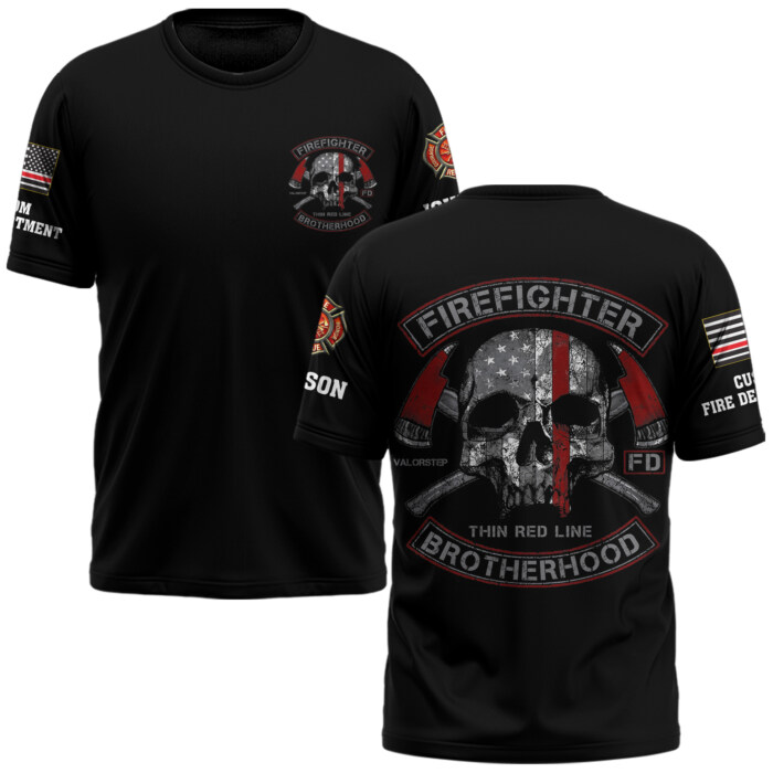 Custom Dept & Text Firefighter Thin Redline Brotherhood #DQH0065 - AOP T-shirt
