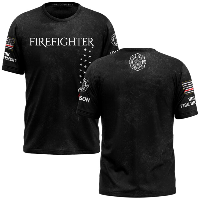Custom Name & Fire Department Firefighter #DQH0391 - AOP T-shirt