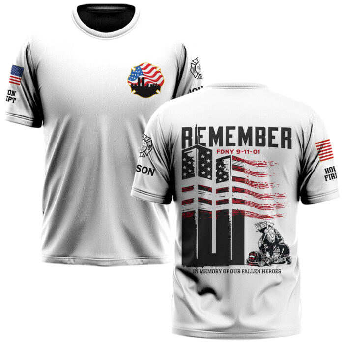 Custom Name & Department Remember 911 In Memory Of Our Fallen Heroes Firefighter #DQH0563 - AOP T-shirt