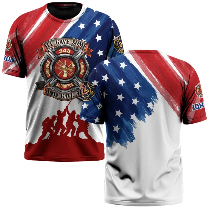 Custom Name & Department Firefighter All Gave Some Some Gave All 343 Edition #DQH0501 - AOP T-shirt