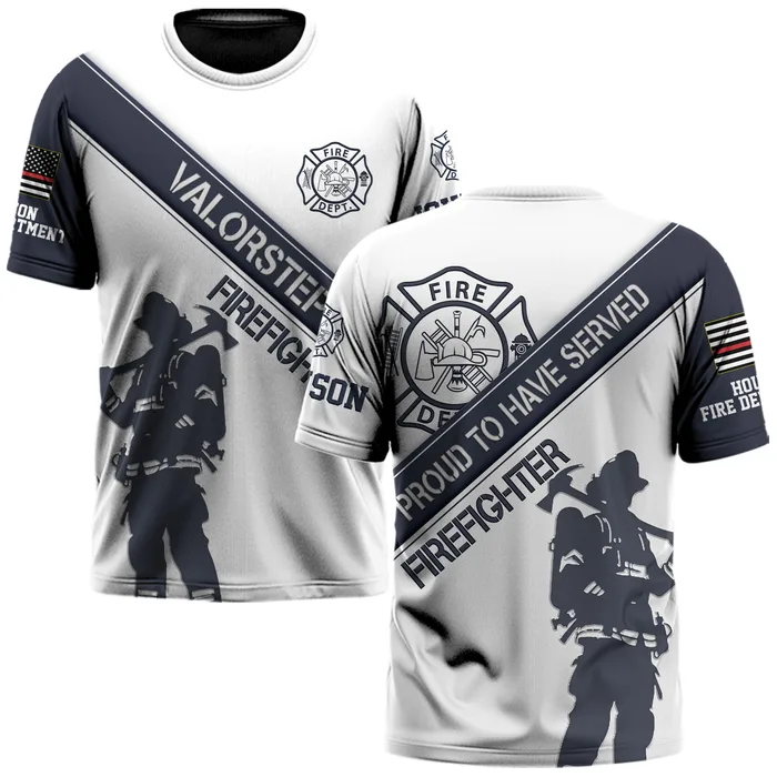 Custom Name & Fire Department Proud To Have Serve Firefighter #DQH0298 - AOP T-shirt