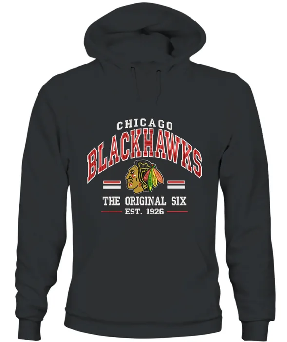 Chicago Blackhawks Original Six Premium Embroidered – Vintage NHL Heritage Est. 1926 Pullover