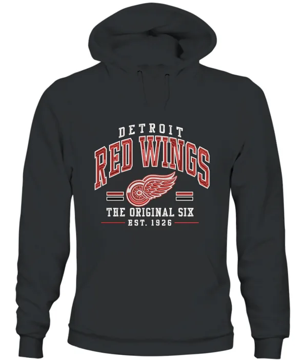 Detroit Red Wings Original Six Premium Embroidered – Vintage NHL Heritage Est. 1926 Pullover
