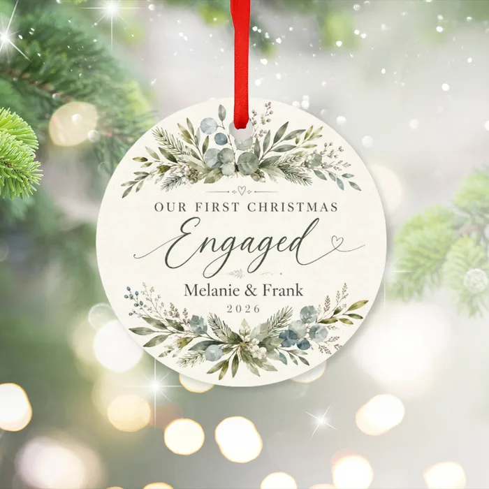 Personalized Our First Christmas Engaged Keepsake Ornament