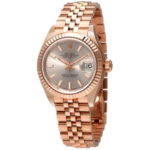 Rolex Lady Datejust 28 Sundust Dial 18K Pink Gold Jubilee Bracelet Automatic Watch