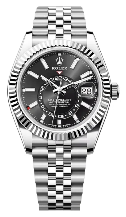 Rolex Sky-Dweller, 42mm, Oystersteel and 18k White Gold, Black, Jubilee, Ref# 336934-0008 Watch