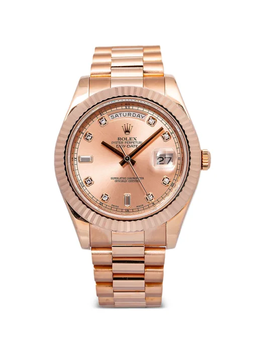 Watches Day-Date II 41MM 18K Yellow Gold Factory Pink Diamond Dial 218235