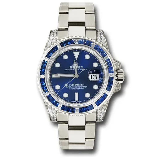 Rolex Submariner Date 116659 SABR 18K White Gold Diamonds Sapphires watch