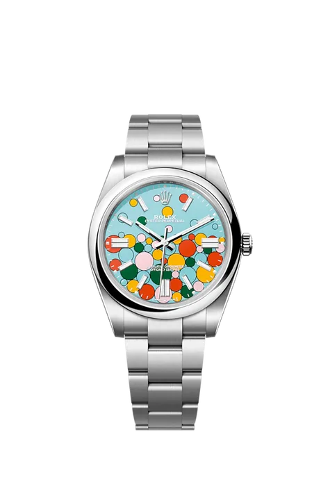 Rolex Oyster Perpetual 41, Oystersteel, 41mm, Turquoise Celebration Motif Dial, Ref# 124300-0008 Watch