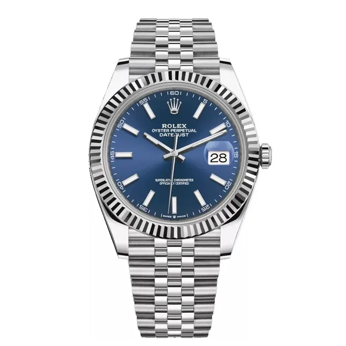 Datejust 41 Steel & White Gold Blue Index Dial Jubilee Bracelet Men's Watch M126334-0002