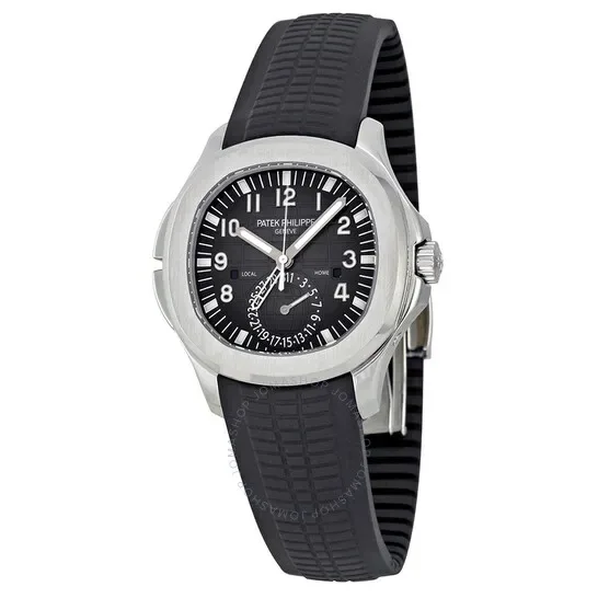 Patek Philippe Aquanaut Dual Time Black Embossed Dial Men's Watch