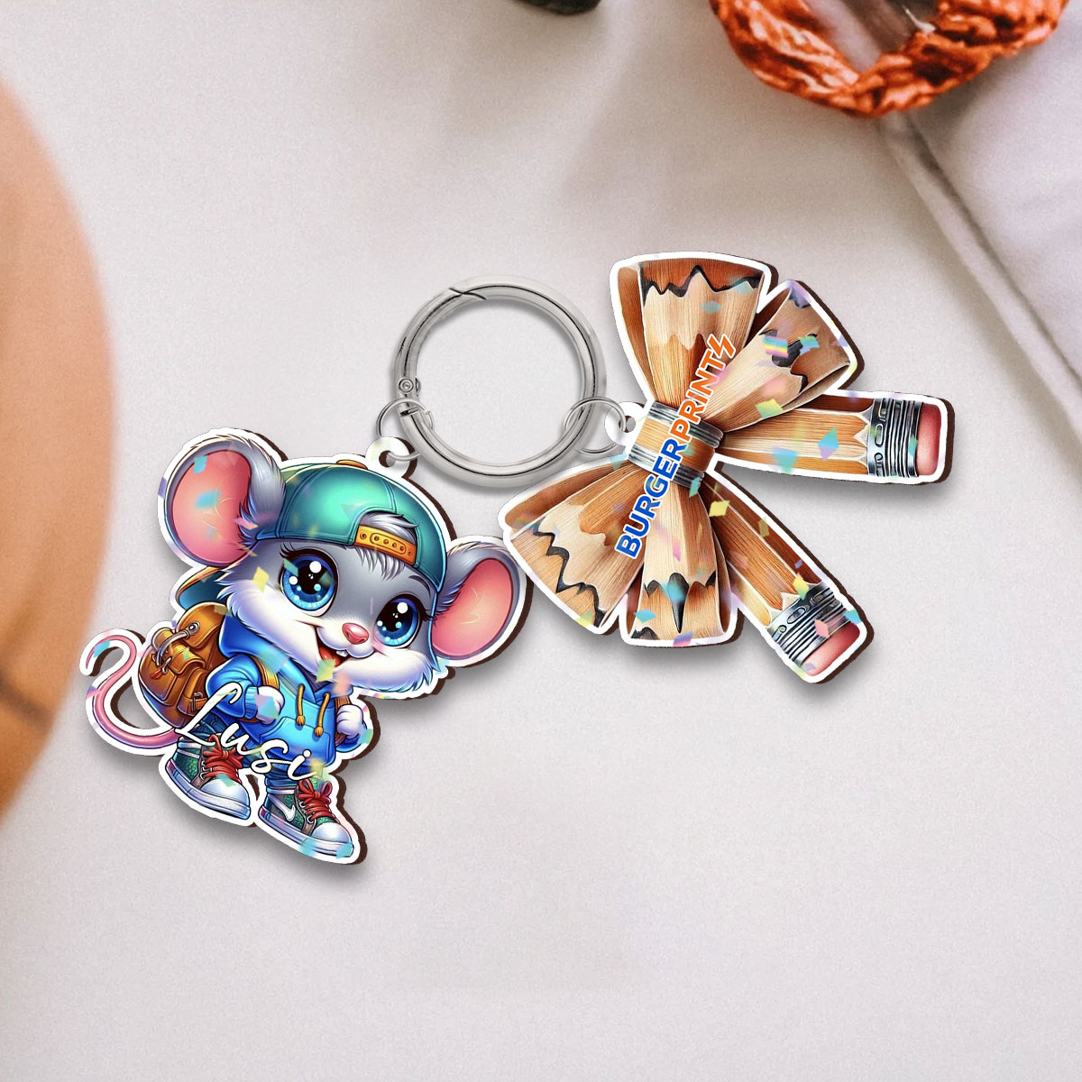 Holo Custom Keychain With Charm - 2 Sides (VN)