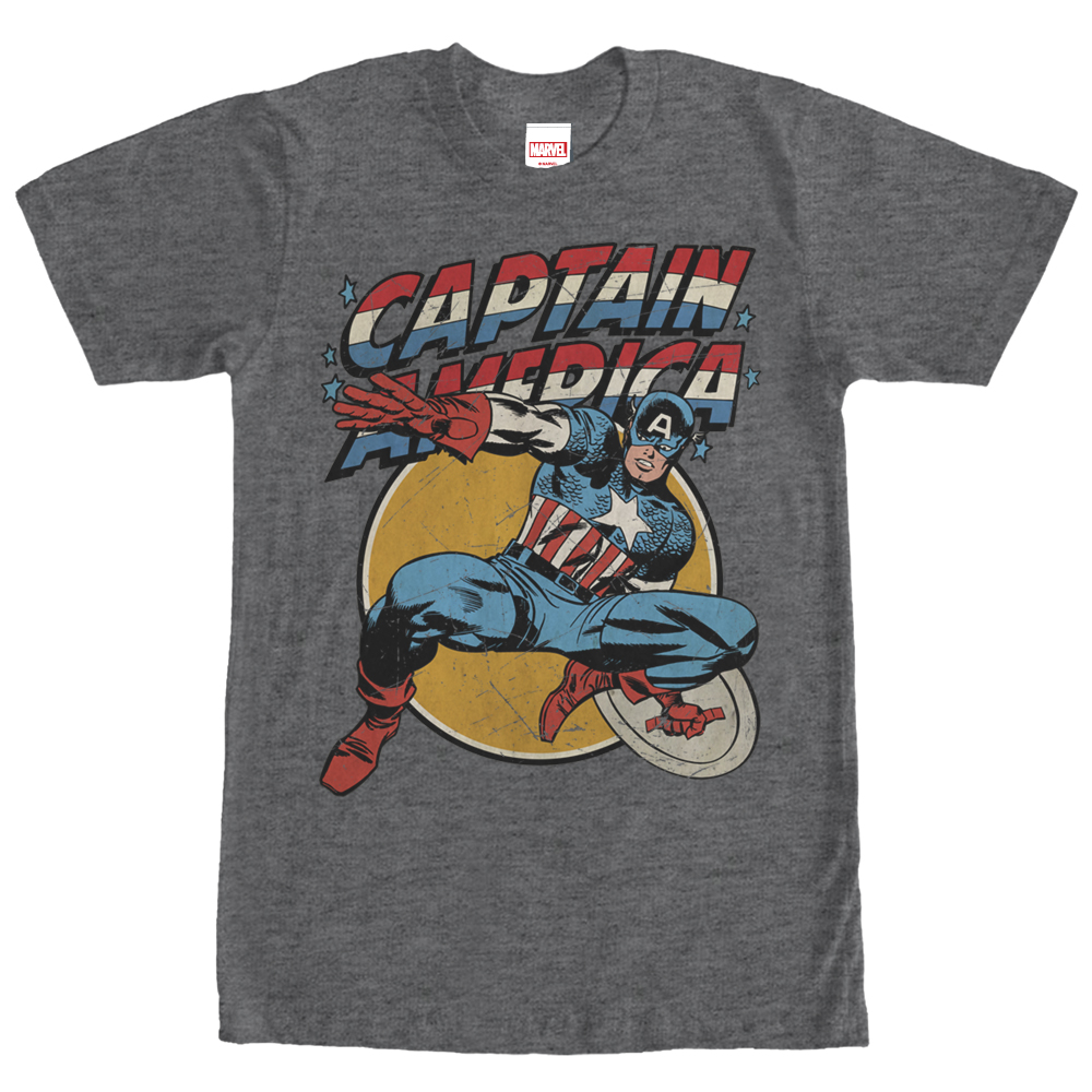 T-shirt Marvel Captain America Homme Taille XL - 100% Polyester, Manches Courtes, Bleu
