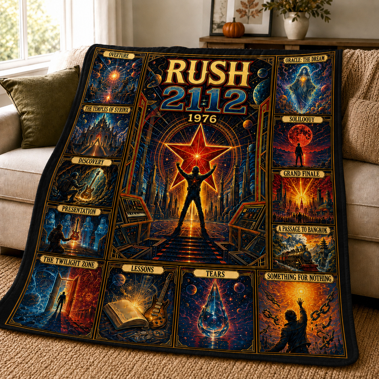 2112 2112 1976 Blanket , Progressive Rock Music Throw, Vintage Album Inspired Home Decor, Cozy Gift for Rock Fans