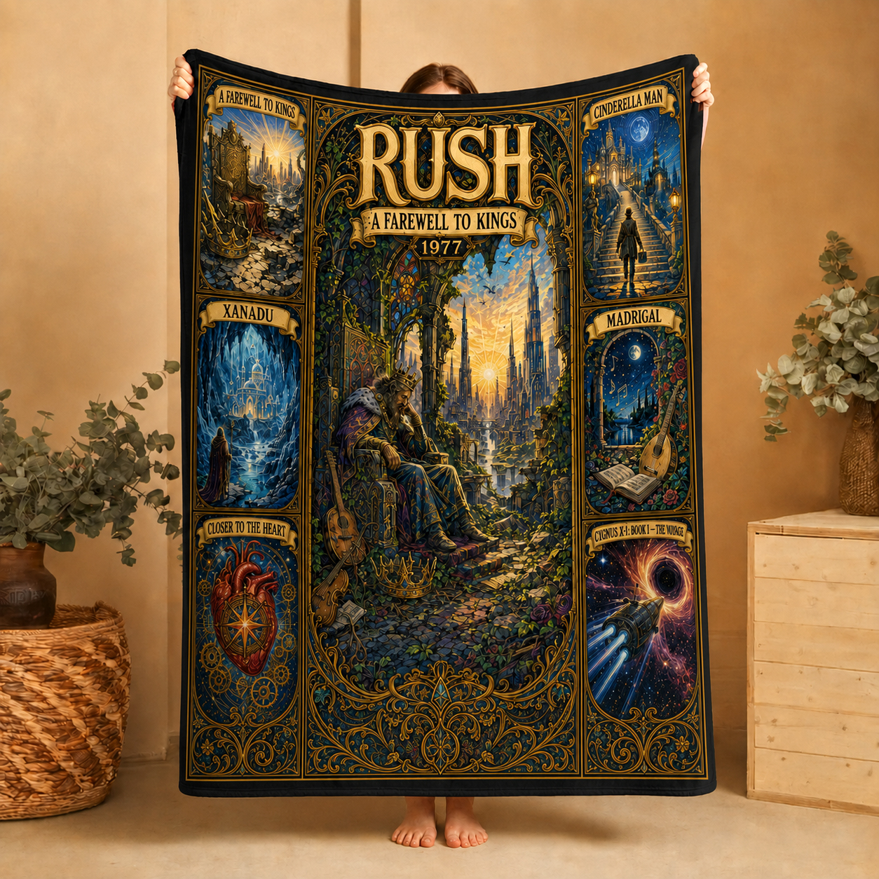 A Farewell to Kings 2112 1976 Blanket , Progressive Rock Music Throw, Vintage Album Inspired Home Decor, Cozy Gift for Rock Fans
