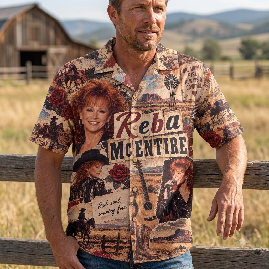 Reba McEntire Vintage Collage Hawaiian Shirt, Country Music Button Up, Fan Gift