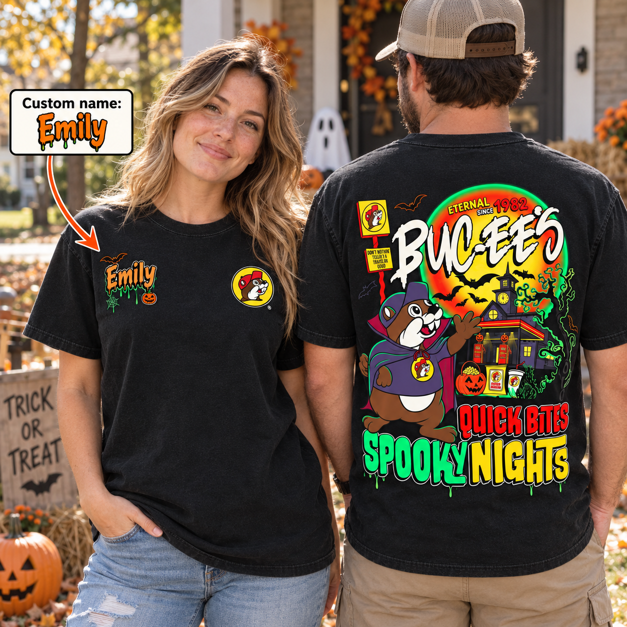 Buc-ee's Halloween Shirt, Quick Bites Spooky Nights, Custom Name Vampire Tee