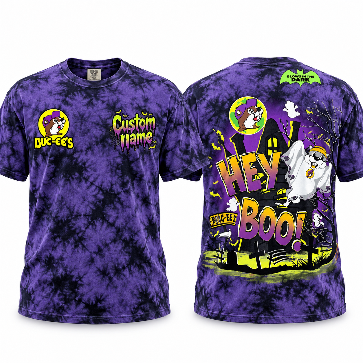 Buc-ee's Halloween Shirt, Hey Boo Glow In The Dark Style, Custom Name Spooky Tee