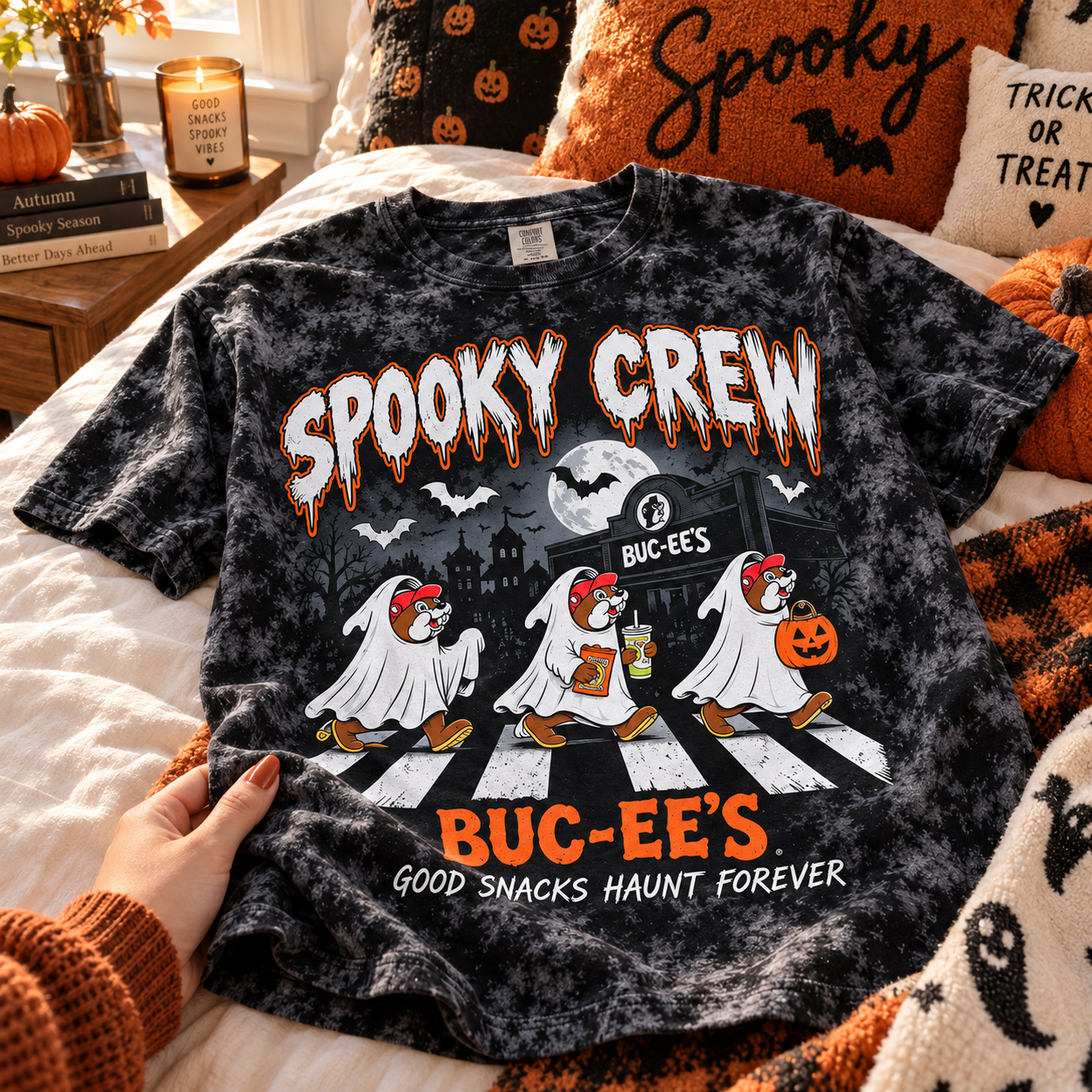 Buc-ee's Halloween Shirt, Spooky Crew Ghost Squad, Good Snacks Haunt Forever Tee